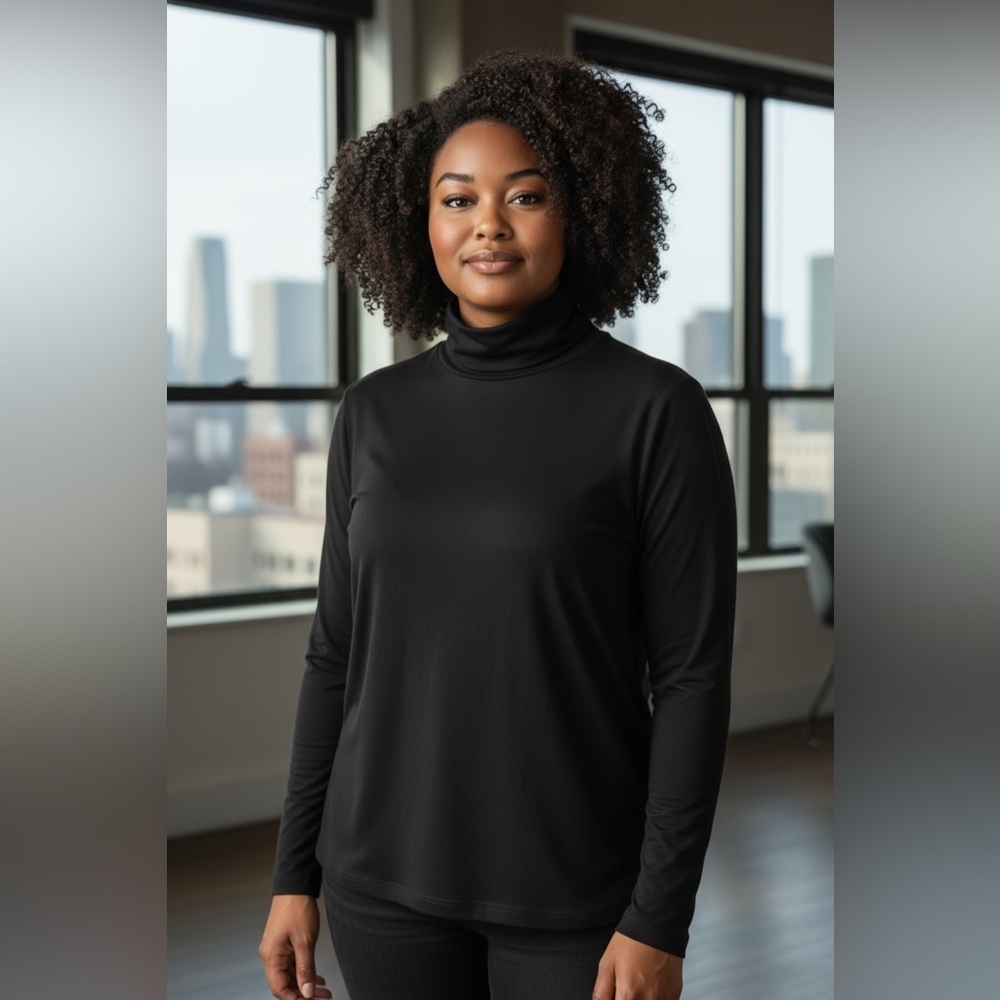 Apt. 9 Essentials Black Turtleneck Top. Size Large.